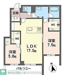 ブラウニー 2LDKの間取図画像