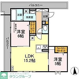 メゾン ド ネージュ東戸塚 2LDKの間取図画像