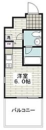 WESTKAMIO ワンルームの間取図画像