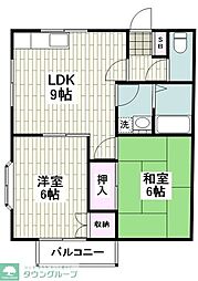 ハッピーハイツ 2LDKの間取図画像