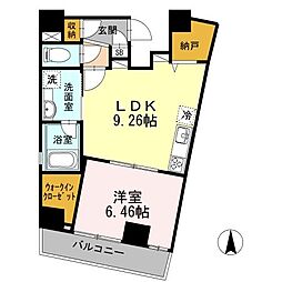 コリドール山手 1LDKの間取図画像
