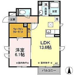ヴィラ昇穂 1LDKの間取図画像