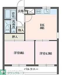 コンフォート本郷台 2DKの間取図画像