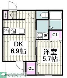 グリーンリーフ 1DKの間取図画像