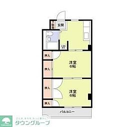 第二住吉ビルA棟 2Kの間取図画像