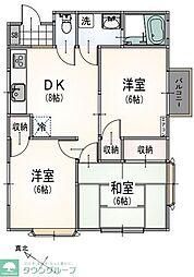 ルーミー鶴川9号館 2階3DKの間取り