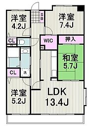 オクトス市ヶ尾1番館 1階4LDKの間取り