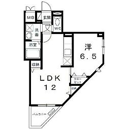 ひかりヒルズ 2階1LDKの間取り