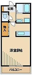 桐屋ビル 2階1Kの間取り