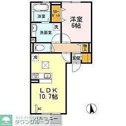 第5コスモスヴィラ 1階1LDKの間取り