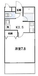 エクセル百合丘 1階1Kの間取り