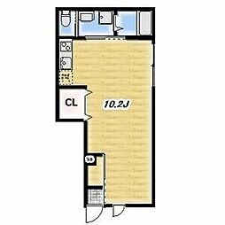 Ｏｌｉｖｅ　Ｔｅｒｒａｃｅ高ヶ坂 1階ワンルームの間取り