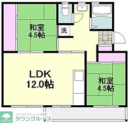 麻生台団地12号棟 2LDKの間取図画像
