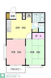 コートサイド 2DKの間取図画像