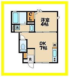 オランジュリー 1DKの間取図画像