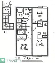 川崎市麻生区高石3丁目アパート 2DKの間取図画像