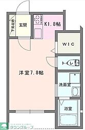 イーストバレー 1Kの間取図画像