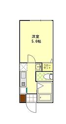 リシェス生田 1Kの間取図画像