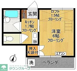 ハウス1990 1Kの間取図画像