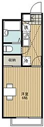 レオパレス麻生川 1Kの間取図画像