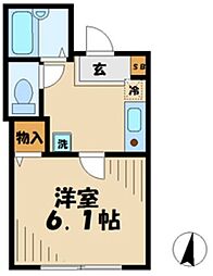 オウルージュ読売ランド 1Kの間取図画像