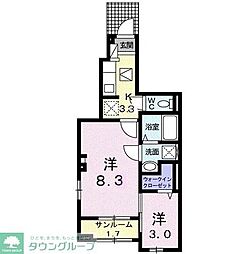 JR高崎線 本庄駅 徒歩17分の賃貸アパート 1階2Kの間取り