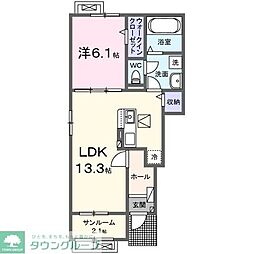 グランデルート　Ｂ 1階1LDKの間取り