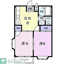 エルディムパーク 2階2DKの間取り