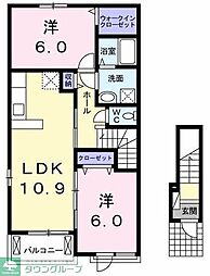 フランメゾン　II 2階2LDKの間取り