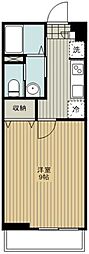 キャビン彩風 2階1Kの間取り
