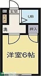 シティハイム元町 2階ワンルームの間取り