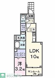 花の木 1階1LDKの間取り