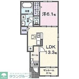 リリー青山 1階1LDKの間取り