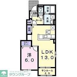パームテラス　Ｂ 1階1LDKの間取り