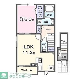 ル・グラン太田　II 2階1LDKの間取り