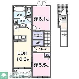 ヴィラ・アルジャンテ 2階2LDKの間取り