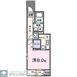 サニーヒルズ 1階1Kの間取り