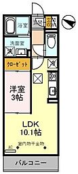 東松山エテルネル 1階1LDKの間取り