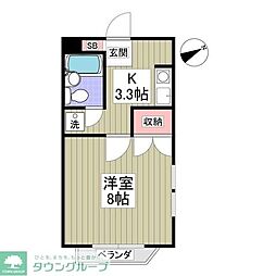 シティハイツシャレー 1階1Kの間取り