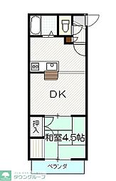 クロノス東松山 2階1DKの間取り