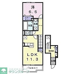 アクア　Ａ 2階1LDKの間取り