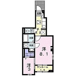 秩父鉄道 行田市駅 徒歩25分の賃貸アパート 1階2Kの間取り