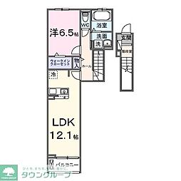 サンライズ 2階1LDKの間取り