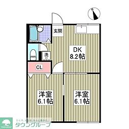 C.V.コーポ 201 2階2DKの間取り