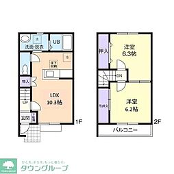 Ｌａ　ｃｏｒｔｅ　II 2階2LDKの間取り