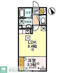 パーシモンIII 1階1LDKの間取り