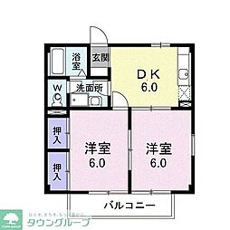 メイプルウエスト 2DKの間取図画像
