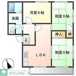 グリーンヒルズ羽生B棟 3LDKの間取図画像