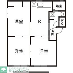 サンヒルズB棟 3DKの間取図画像