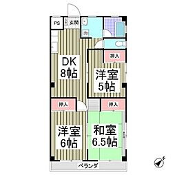 スカイハイツ 3DKの間取図画像
